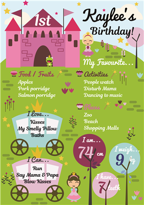 Birthday Poster-13 Princess Theme